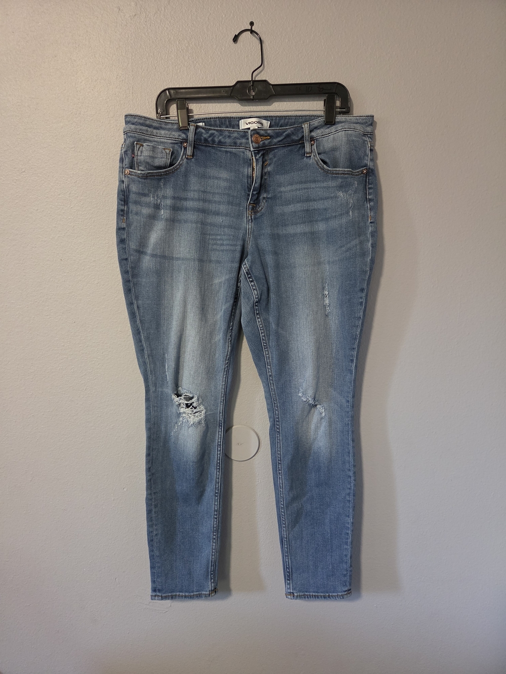 Women's Light Blue Distressed High Waisted Skinny Jeans
